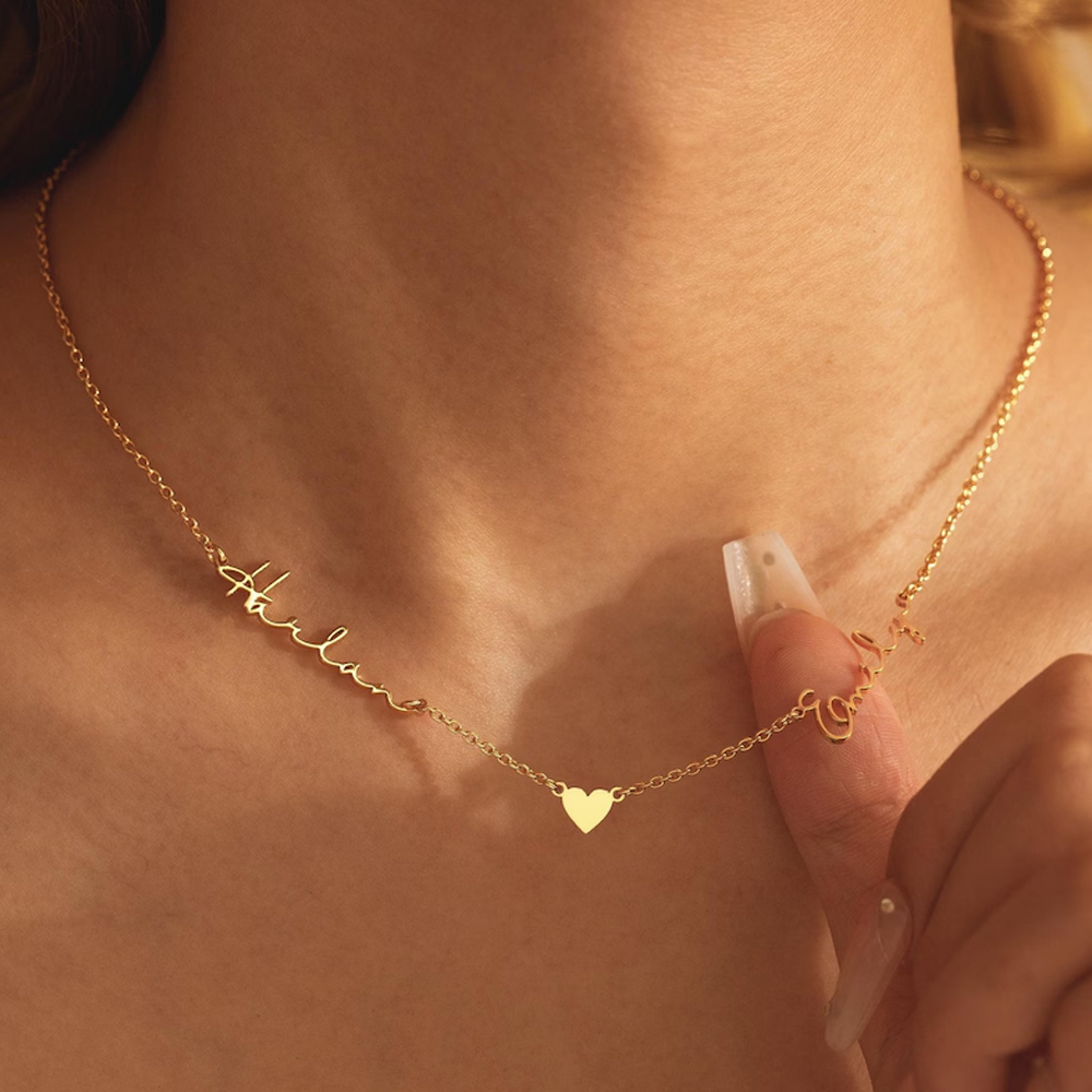 Birth Flower Necklace - Lemegeton Personalisierte Namenskette, individueller Anhänger mit