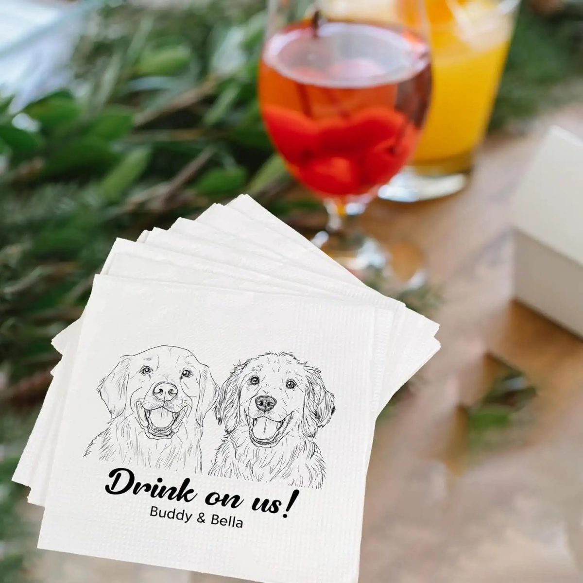 Personalisierte Cocktail-Servi – Pet Portrait Custom Bewertung und Preis