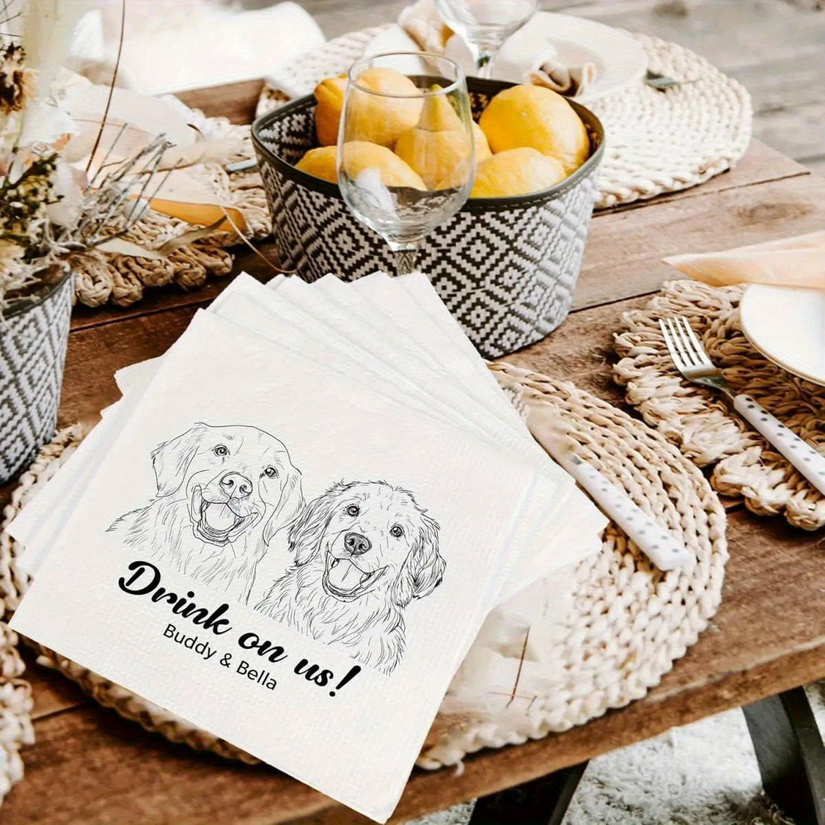 Personalisierte Cocktail-Servi – Pet Portrait Custom Bewertung und Preis